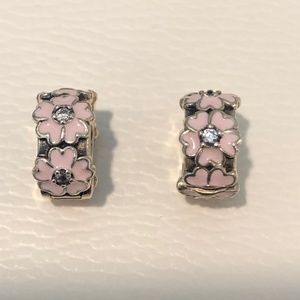 Pandora Flower Clip for Charm Bracelet Set